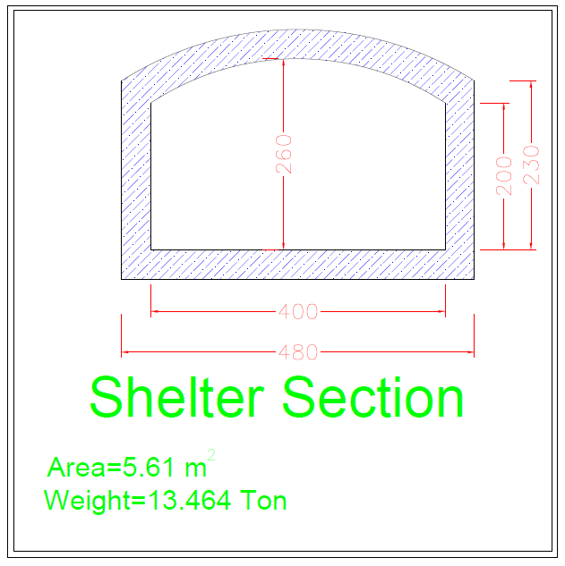 مقطع پناهگاه 4 متری ارتفاع 2